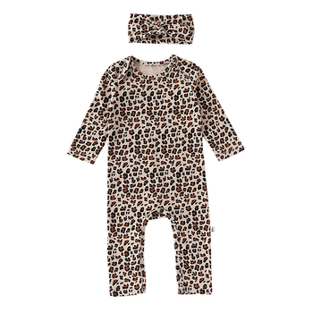 Leopárd mintás baba body, hosszú ujjú, 0–12 hónap, tavasz-ősz ruházat