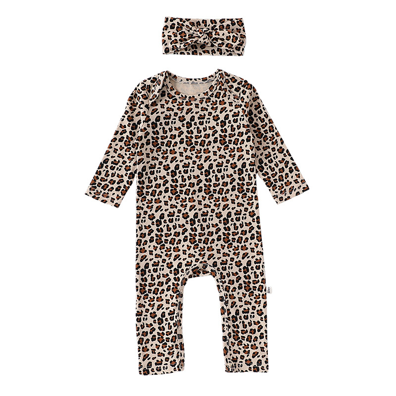 Leopárd mintás baba body, hosszú ujjú, 0–12 hónap, tavasz-ősz ruházat