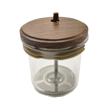 Ceainic cu capac în model lemn și sticlă borosilikat de înaltă claritate – ceainic din sticlă cu filtru de separare ceai-apă, insert intern