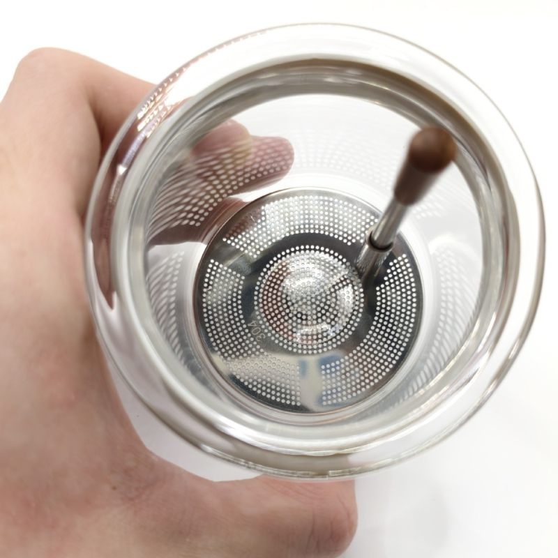 Ceainic cu capac în model lemn și sticlă borosilikat de înaltă claritate – ceainic din sticlă cu filtru de separare ceai-apă, insert intern