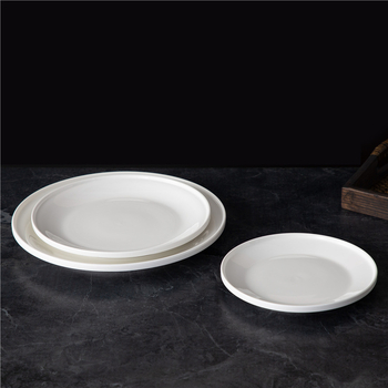 Farfurie albă pentru steak, farfurie ceramică de uz casnic, farfurie plată din porțelan pentru restaurante cu stil occidental