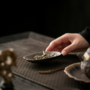 Set de ceai din ceramică creativ în stil vintage chinezesc — linguriță de ceai inspirată de lotus și lingură de ceai, accesorii pentru ceremonia Gongfu