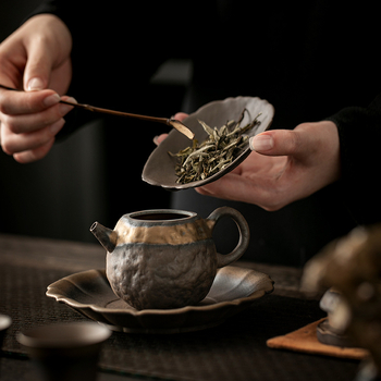 Set de ceai din ceramică creativ în stil vintage chinezesc — linguriță de ceai inspirată de lotus și lingură de ceai, accesorii pentru ceremonia Gongfu