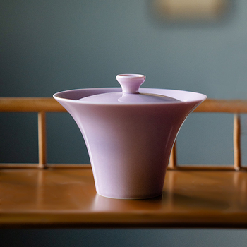 Gaiwan ceramic stil chinezesc nou, mov, pentru uz personal acasă sau la birou, set Gongfu de ceai minimalist și elegant.
