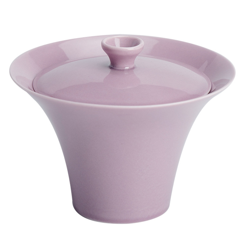Gaiwan ceramic stil chinezesc nou, mov, pentru uz personal acasă sau la birou, set Gongfu de ceai minimalist și elegant.