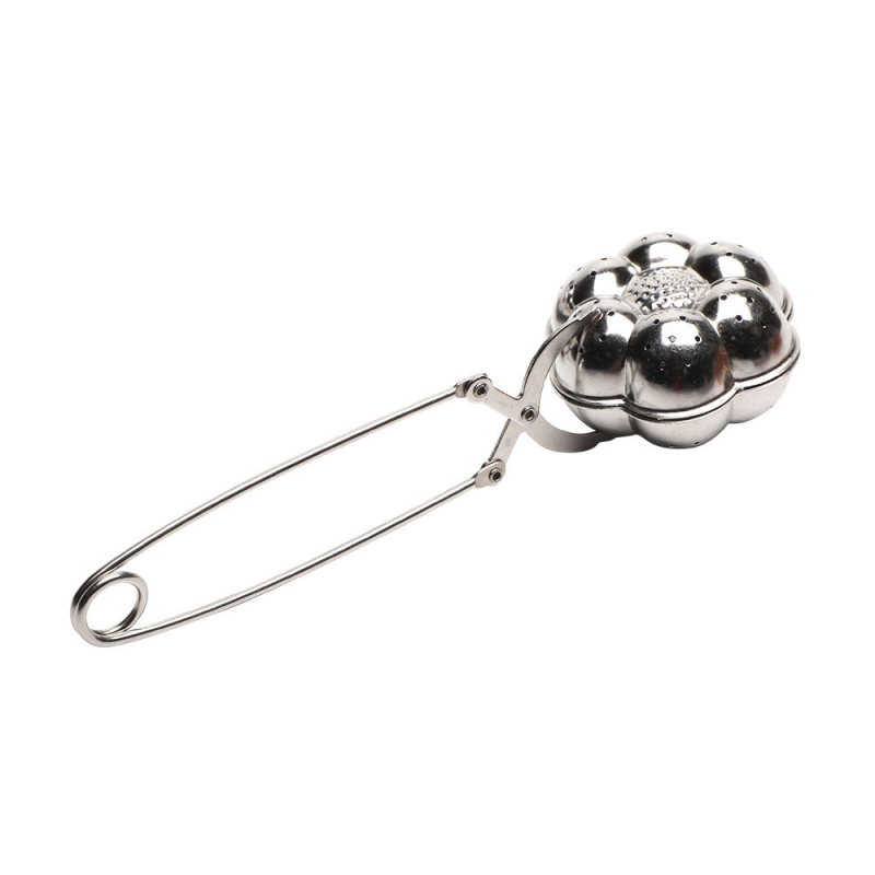 304 oțel inoxidabil — filtru pentru ceainic, plasă de ceai, bilă de ceai cu mâner placat cu aur, clips pentru pliculețe de ceai, accesorii separator ceai