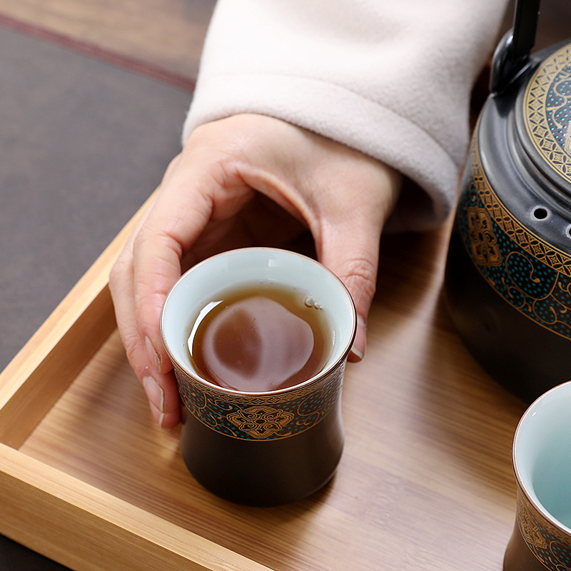 Ceașcă de ceai mare, personală, în stil chinezesc retro, set ceramic Gongfu pentru ceai — ceașcă și bol de ceai