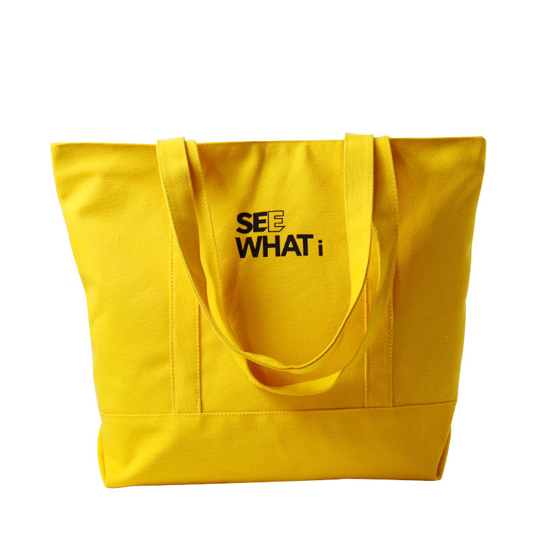 Geantă de pânză tip tote, în stoc, cu imprimare personalizată a logo-ului și imprimare flocking, pânză de înaltă calitate