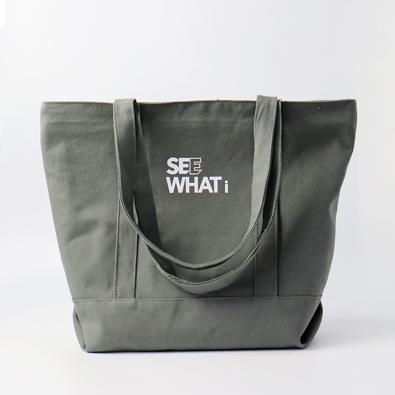 Geantă de pânză tip tote, în stoc, cu imprimare personalizată a logo-ului și imprimare flocking, pânză de înaltă calitate