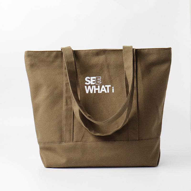Geantă de pânză tip tote, în stoc, cu imprimare personalizată a logo-ului și imprimare flocking, pânză de înaltă calitate