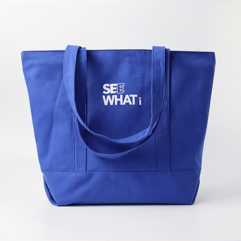 Geantă de pânză tip tote, în stoc, cu imprimare personalizată a logo-ului și imprimare flocking, pânză de înaltă calitate