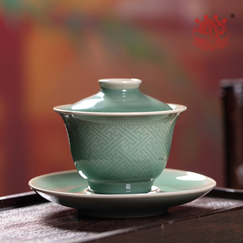 Vas de ceai Longquan Celadon cu capac, ceramică mare pentru ceremonia Gongfu, uz casnic