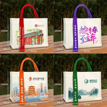 Geantă Tote din pânză 3D personalizată cu model, detalii cu panglică și logo corporativ
