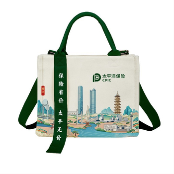 Geantă Tote din pânză 3D personalizată cu model, detalii cu panglică și logo corporativ