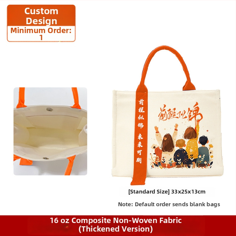 Geantă Tote din pânză 3D personalizată cu model, detalii cu panglică și logo corporativ