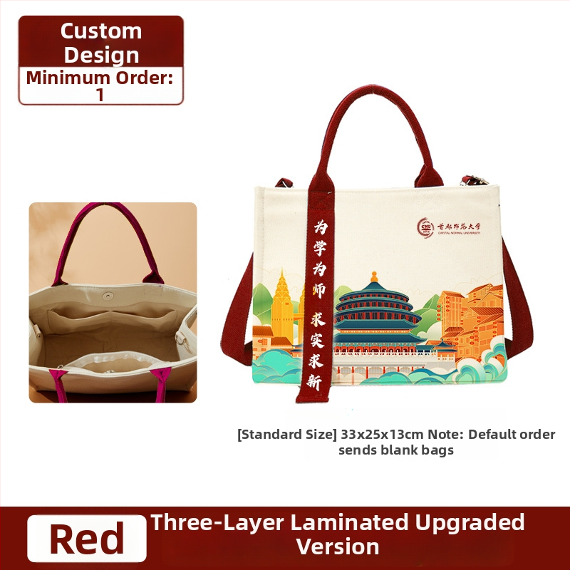 Geantă Tote din pânză 3D personalizată cu model, detalii cu panglică și logo corporativ