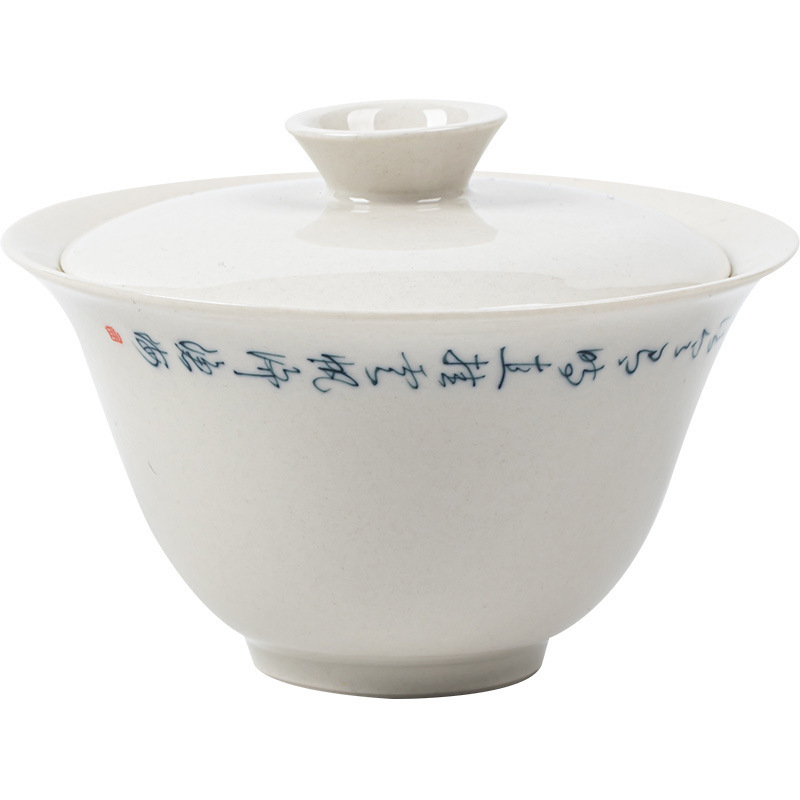 Vas ceramic de ceai pictat manual, glazură din cenușă, poezie scrisă de mână, stil vintage, anti-arsură, pentru uz casnic, set de ceai Kung Fu