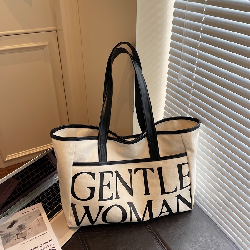 Gentlewoman Torba od platna velike kapacitete, torba za rame Tote, 2026 novi stil s teksturom