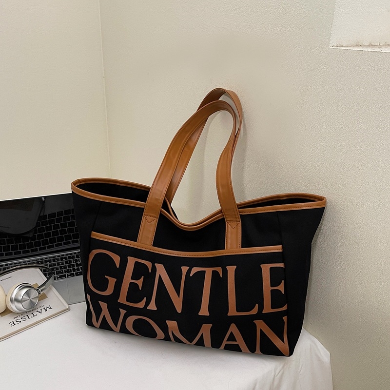 Gentlewoman Torba od platna velike kapacitete, torba za rame Tote, 2026 novi stil s teksturom