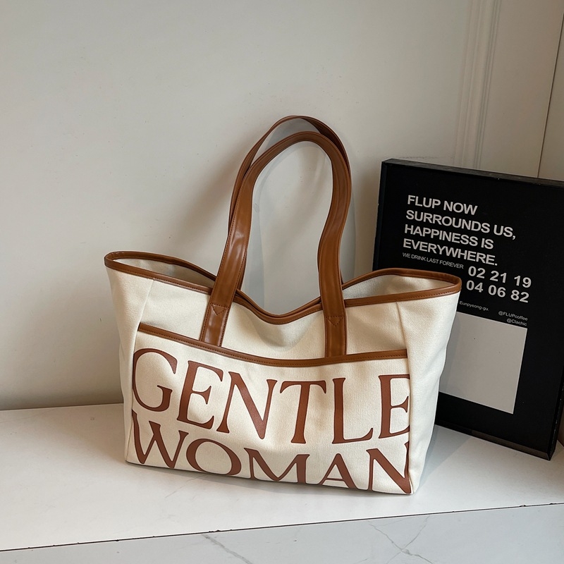 Gentlewoman Torba od platna velike kapacitete, torba za rame Tote, 2026 novi stil s teksturom