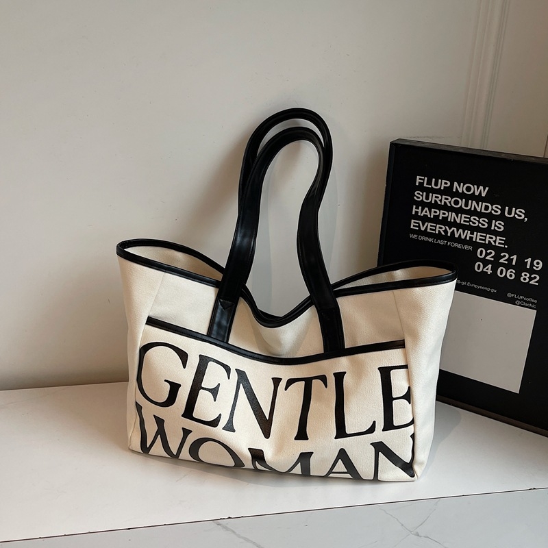 Gentlewoman Torba od platna velike kapacitete, torba za rame Tote, 2026 novi stil s teksturom