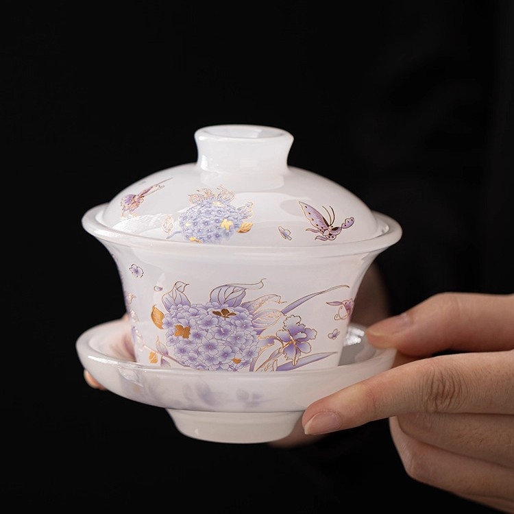 Set de ceai cu gaiwan din sticlă și ceainic Xi Shi, set ceramic de ceai, lux ușor pentru acasă