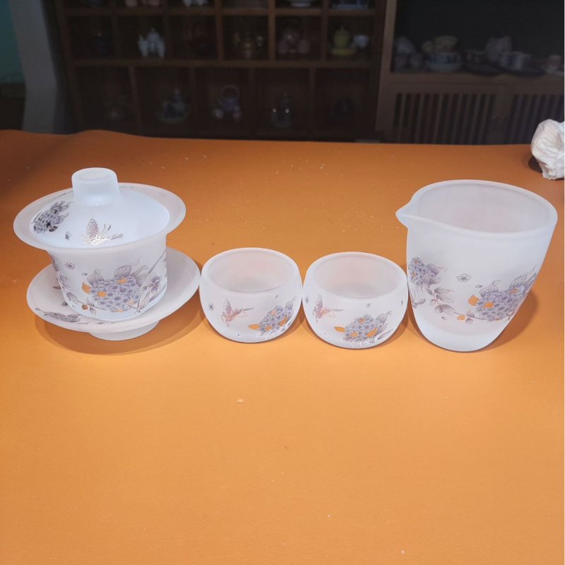 Set de ceai cu gaiwan din sticlă și ceainic Xi Shi, set ceramic de ceai, lux ușor pentru acasă
