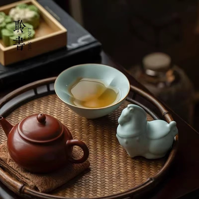 Ru Kiln cană de ceai din ceramică, formă de dovleac, cană personală pentru degustare, set Kung Fu pentru ceai, cadou