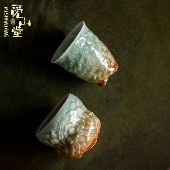 Cană mare de ceai în gradient Celadon, ceramică lucrată manual, pentru uz casnic, set de ceai Kung Fu