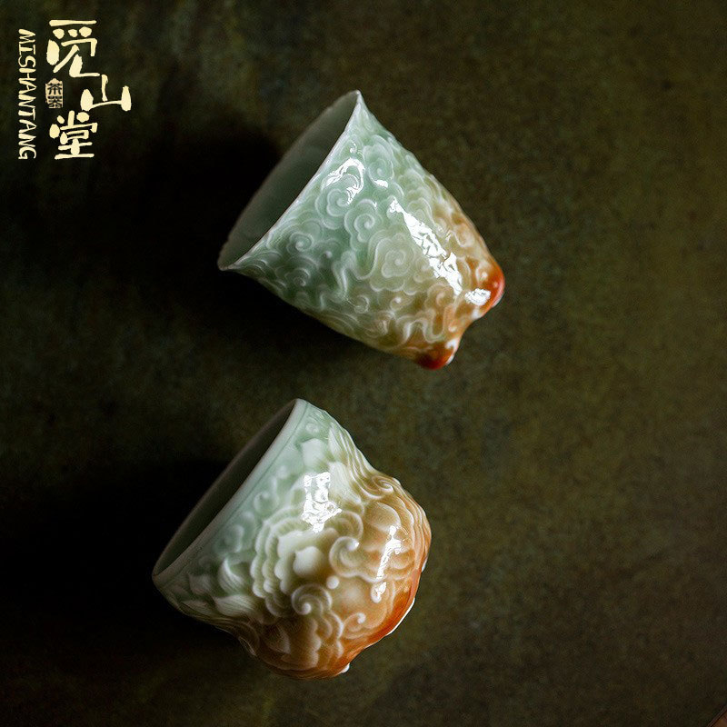 Cană mare de ceai în gradient Celadon, ceramică lucrată manual, pentru uz casnic, set de ceai Kung Fu
