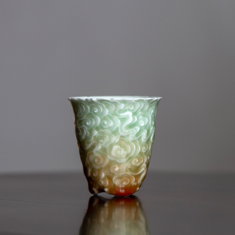 Cană mare de ceai în gradient Celadon, ceramică lucrată manual, pentru uz casnic, set de ceai Kung Fu