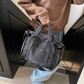 Denim tote torba u japanskom stilu, lagana za kampus, 2025