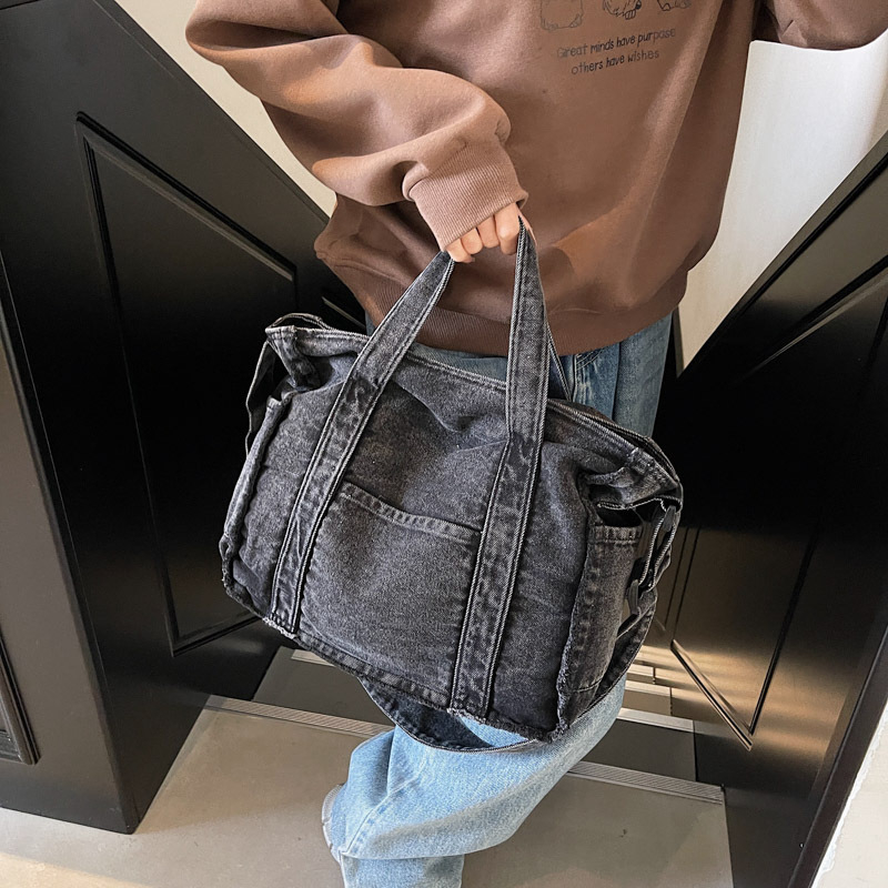 Denim tote torba u japanskom stilu, lagana za kampus, 2025