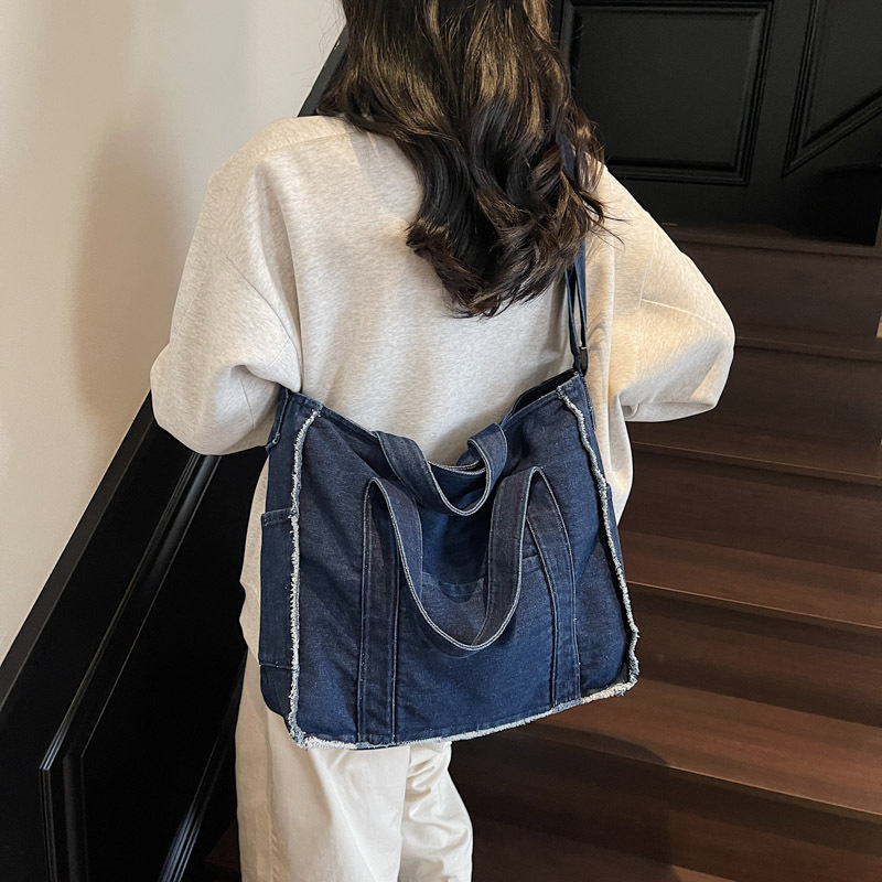 Denim tote torba u japanskom stilu, lagana za kampus, 2025