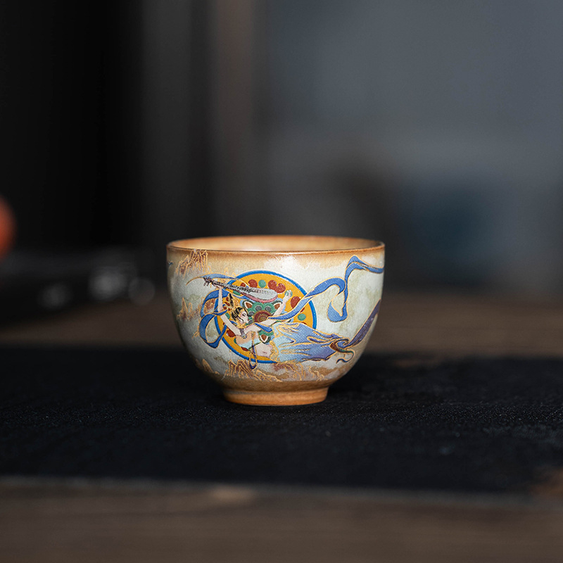 Ceașcă de ceai din porțelan Dunhuang Apsara – stil chinezesc retro, pentru uz casnic
