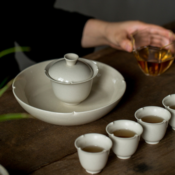 Căniță de ceai ceramică cu capac, stil japonez, mică, glazură din cenușă vegetală, pentru uz casnic