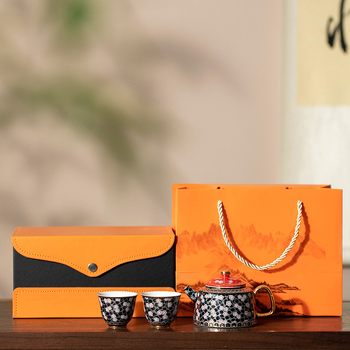 Set de ceai ceramic Gongfu cu cești de degustare, compact pentru casă și călătorii, cutie cadou pentru șase persoane
