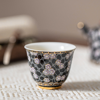Set de ceai ceramic Gongfu cu cești de degustare, compact pentru casă și călătorii, cutie cadou pentru șase persoane