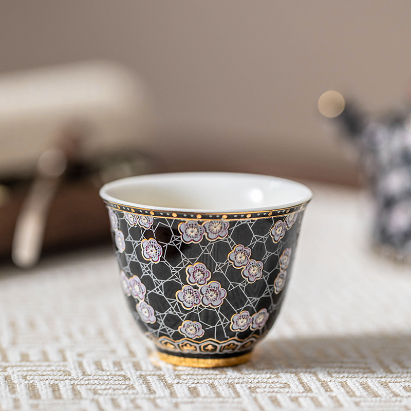 Set de ceai ceramic Gongfu cu cești de degustare, compact pentru casă și călătorii, cutie cadou pentru șase persoane
