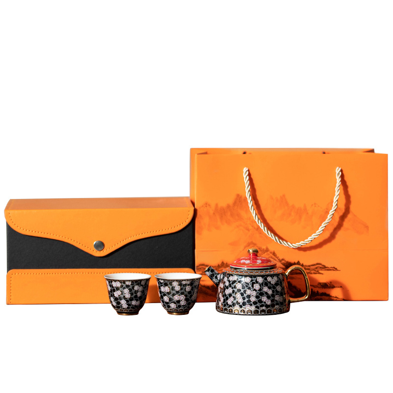 Set de ceai ceramic Gongfu cu cești de degustare, compact pentru casă și călătorii, cutie cadou pentru șase persoane