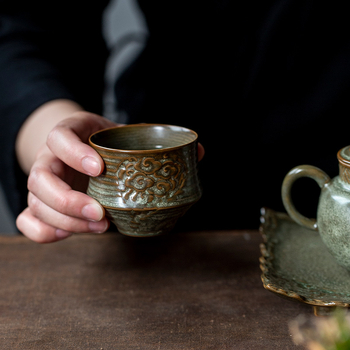 Set Gongfu de ceai, stil japonez retro, căni ceramice pentru degustare, ceașcă mare unică