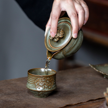Set Gongfu de ceai, stil japonez retro, căni ceramice pentru degustare, ceașcă mare unică