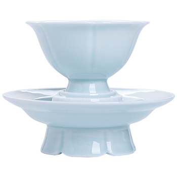 Ceașcă de ceai cu suport și margine dantelată, ceramică Kung Fu ceai set