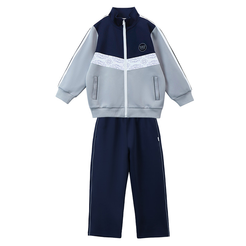 Dječji jedinstveni školski uniformni set za proljeće i jesen — unisex, bluza na zip s dugim rukavima i hlače