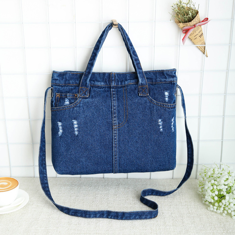 Denim torba za muškarce i žene, INS stil s poderanim džínom, umjetnička i moderna torba
