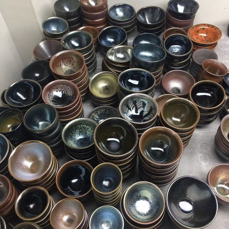 Set de ceai din ceramică, corp din fier, realizat manual, stil retro