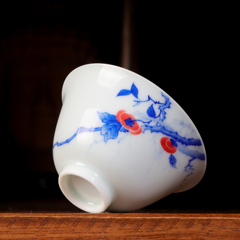 Ceașcă de ceai ceramică, pictată manual, cu motiv fruct, stil minimalist modern