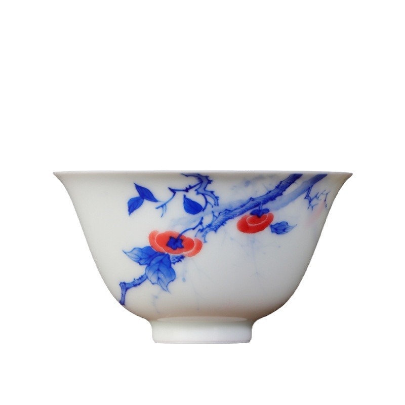 Ceașcă de ceai ceramică, pictată manual, cu motiv fruct, stil minimalist modern