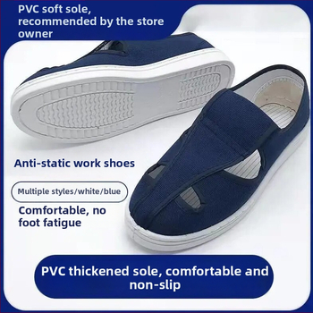 Unisex PVC pracovná obuv, ochrana proti prachu, modro-biela, protišmyková a antistatická, nízky strih