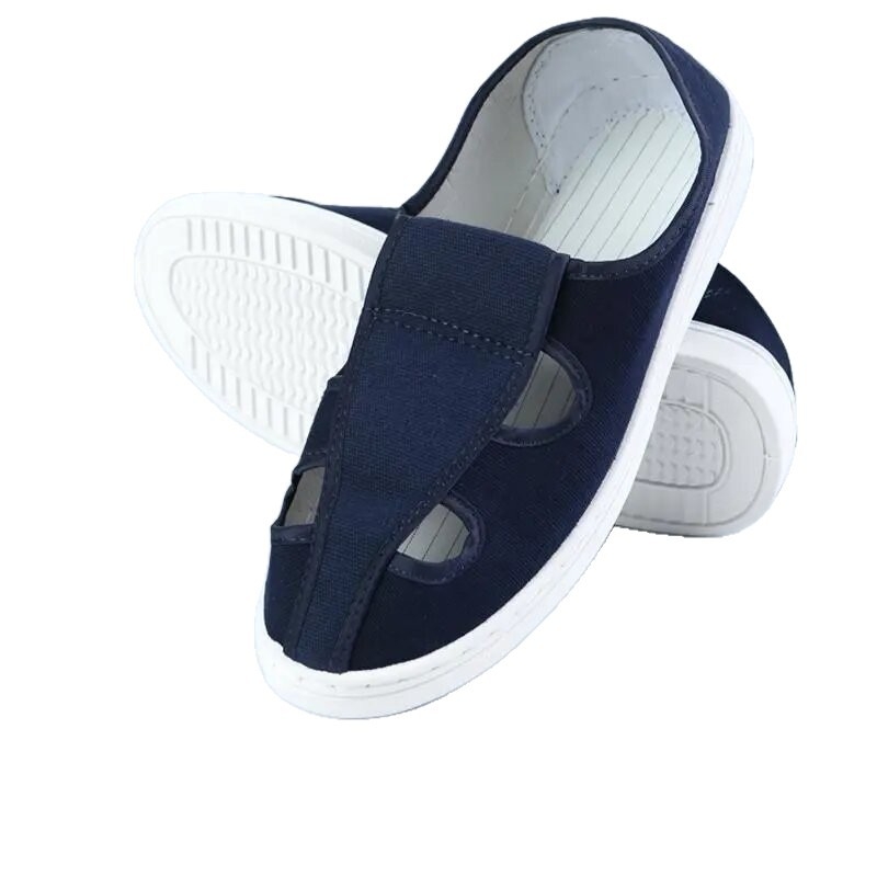 Pantofi de lucru din PVC, unisex, protecție la praf, culoare albastru-alb, antiderapare și antistatice